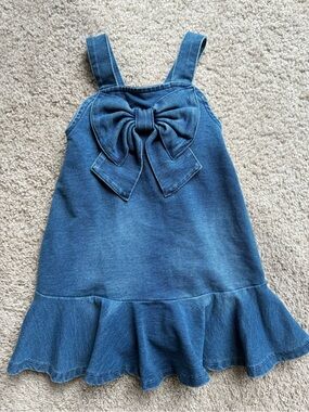 Habitual Kids Blue Cotton Blend Denim Bow-Front Girls Dress